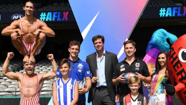 Flashback: AFL chief executive Gil McLachlan launches the AFLX competition back in January.