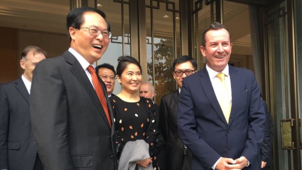 Premier Mark McGowan celebrates the 30th anniversary of the WA-Zhejiang sister-state relationship with Province Communist Party Secretary Che Jun on November 10, 2017.