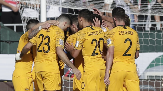 Joy – and relief – for the Socceroos as they beat Palestine.