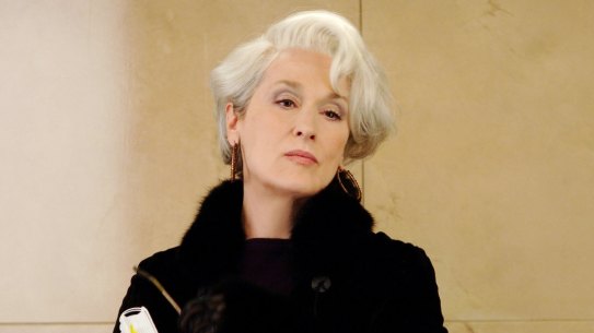 Meryl Streep portrays a famously autocratic fashion magazine editor in 2006’s The Devil Wears Prada.