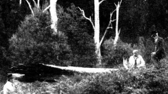 The final encounter took place here. Maple was hiding behind the log. He fired twice and was answered with a fusillade. A bullet took him in the temple.