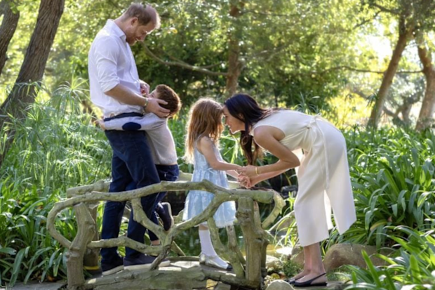Prince Harry and Meghan, the Duke and Duchess of Sussex, with their children Prince Archie and Princess Lilibet, pictured for their 2025 Christmas card.