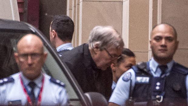 George Pell arriving at the Supreme Court on Wednesday morning.