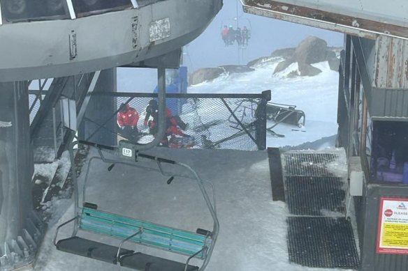 The detached chair seen from the top station at Thredbo.