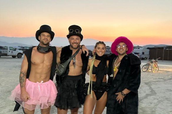 Sydney revellers at Burning Man: Ryan Johnstone, Dalbs Hutter, Kate Feneley and Wade Bartlett.