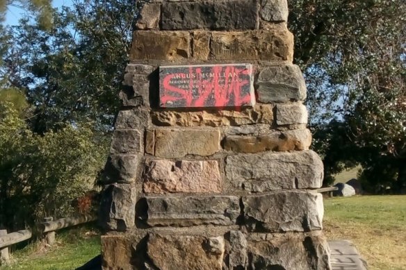 This monument to Angus McMillan was defaced recently.