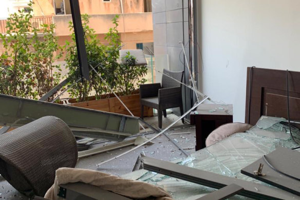The damaged Australian embassy residence in Beirut.