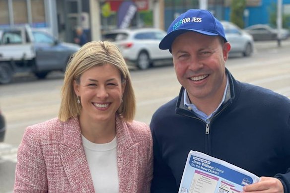 Wilson and former boss Josh Frydenberg campaigning before the 2022 state election.