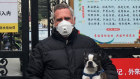 Michael Smith (and dog Huey) outside his compound in Shanghai during China’s first lockdown in February 2020.