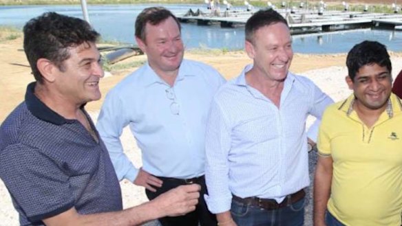 From far left: Marcello Casella, Kent Johns, Troy Stewart and the Sri Lankan foreign minister in Griffith in January 2018.