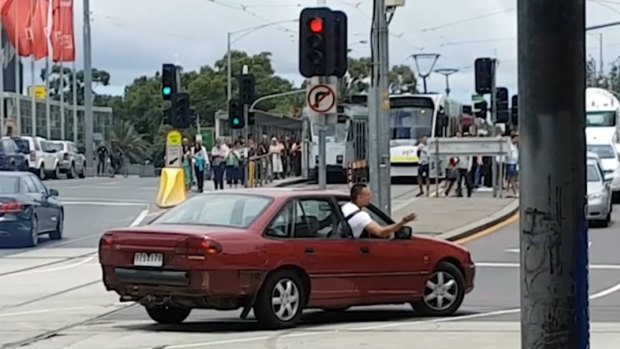 James Gargasoulas doing doughnuts outside Flinders Street Station.