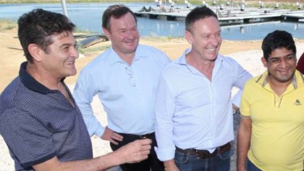 From far left: Marcello Casella, Kent Johns, Troy Stewart and the Sri Lankan foreign minister in Griffith in January 2018.