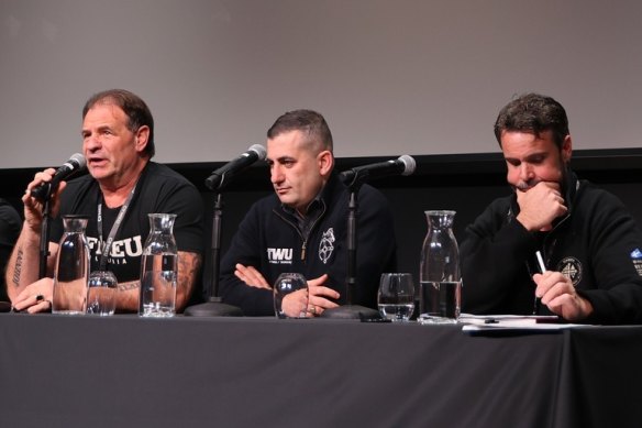 Transport Workers Union Victoria secretary Mem Suleyman (middle).