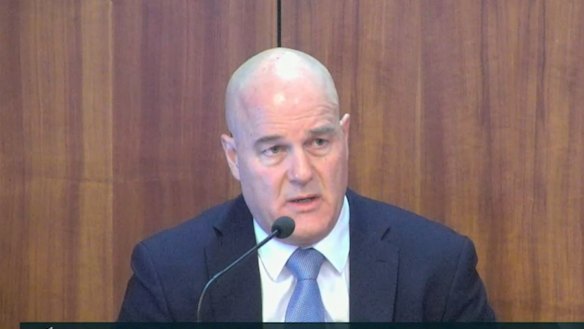 Xavier Walsh, CEO of Crown Melbourne, giving evidence to Victoria’s royal commission into the casino on Monday, July 5 2021.