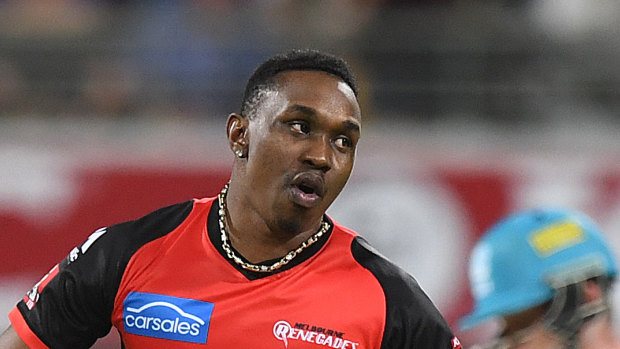 Dwayne Bravo in action last season for the Renegades.