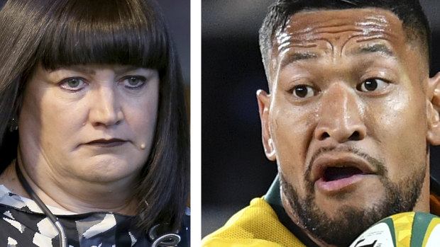 Facing off this weekend ... Rugby Australia CEO Raelene Castle and Israel Folau.