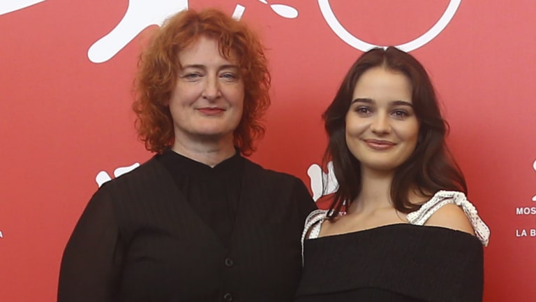 "It's wonderful if people are feeling things after this film": Jennifer Kent (left) with star Aisling Franciosi at the world premiere of The Nightingale at the Venice Film Festival.