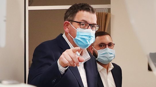 Victorian Premier Daniel Andrews at Maroondah Hospital on Monday.