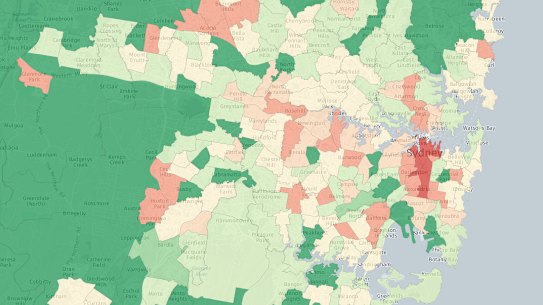The parts of Sydney with the most development - and those with the least
