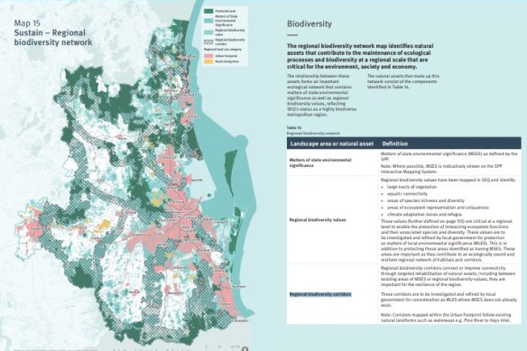 Regional biodiversity corridors in the 2023 South-East Queensland Regional Plan.