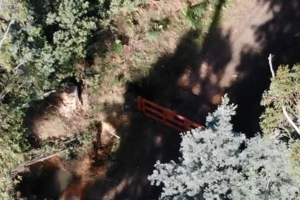 Drone footage of the state forest search for clues last week.