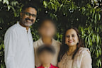 Aarti Raval with her husband Bhavinkumar and two children.