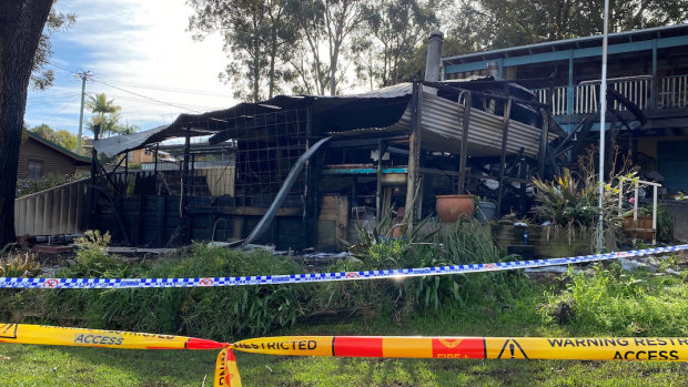 The Port Macquarie home was destroyed by fire overnight. 
