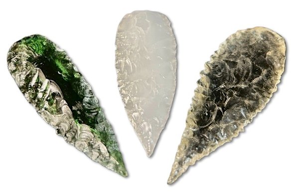 Kimberley spear points, crafted from glass.