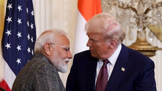 US President Donald Trump, and Narendra Modi, India’s prime minister, at the White House in February.