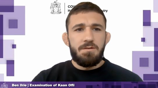 Returned traveller Kaan Ofli appeared before the hotel inquiry on Monday. 