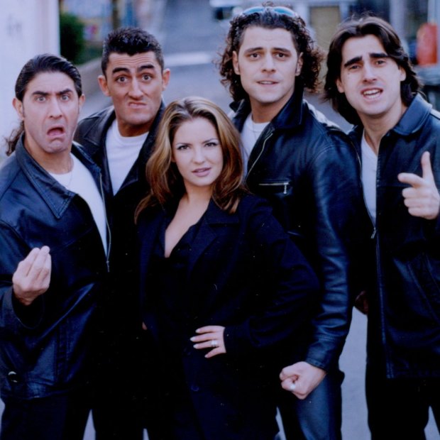 The Wog-a-Rama crew, from left,  John Barresi, Eden Gaha, Rebekah Elmaloglou, Vince Colosimo and Nick Giannopoulos in 1994. 