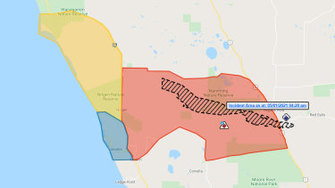 The bushfire is approaching Lancelin and surrounds.