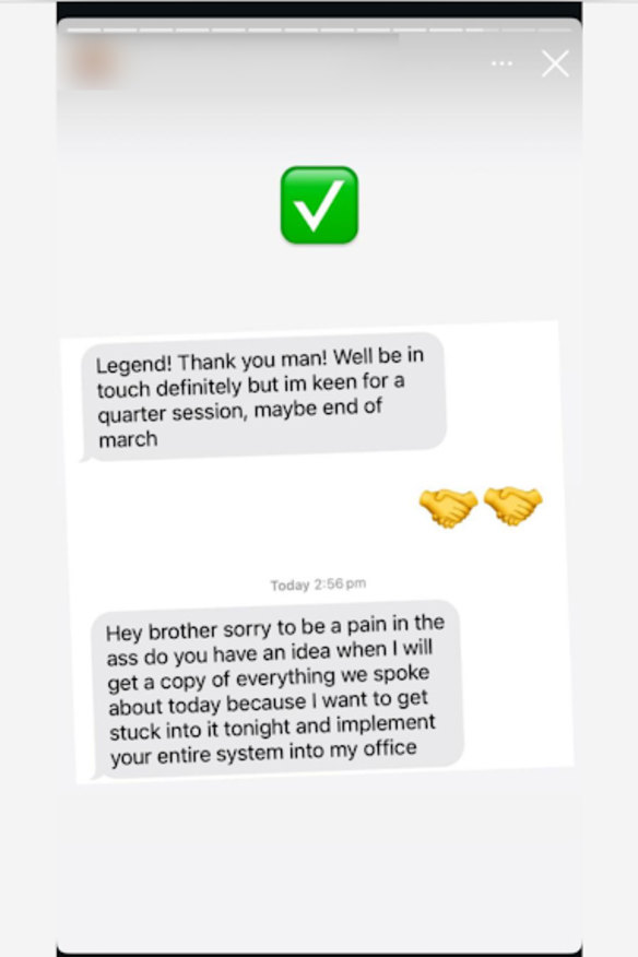 Josh Tesolin has been spruiking his new training business to his 17,400 followers on Instagram this week.