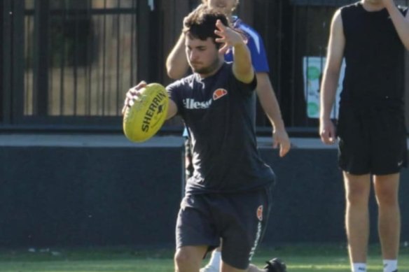 Nicholas Crick at football training.