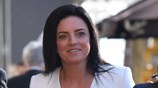 Lawyer Sandy Dawson and former fedearl MP Emma Husar arrive at the Federal Court in Sydney on Monday, 