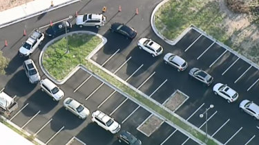 Springers Leisure Centre testing site in Keysborough on Thursday.