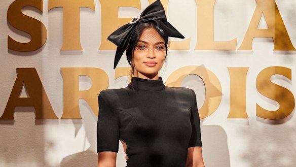 Model Shanina Shaik channeled Audrey Hepburn at The Caulfield Cup.