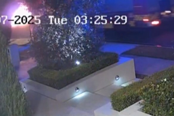 CCTV from a nearby house shows a fire to fire to a car fire in Gorman Avenue.
