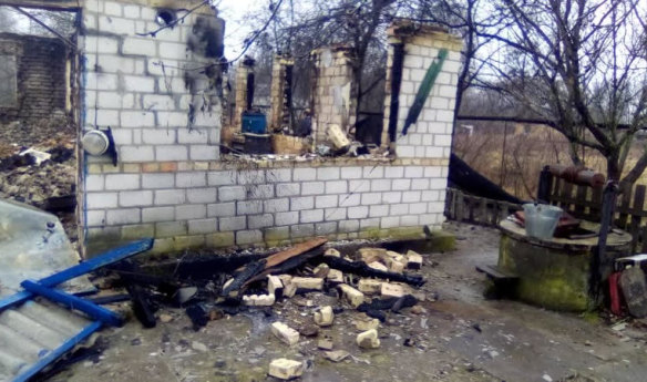 The house belonging to Yuliia Lawriwsky’s grandmother, Yevheniya, in Bervytsya, Ukraine that was destroyed by Russian invaders.