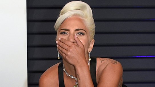 Oscar winner Lady Gaga at the Vanity Fair Oscar Party on Sunday.