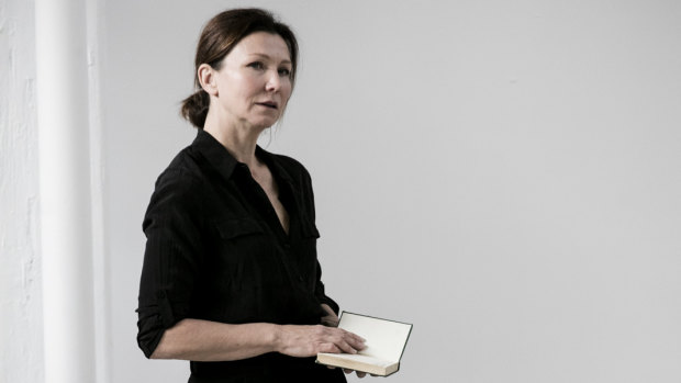 Actress Anita Hegh in rehearsal for A Room of One's Own at Belvoir.