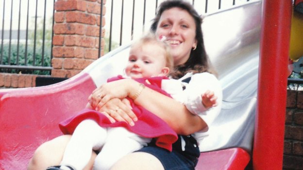 Courtney as a one-year-old with her mother, Leesa.