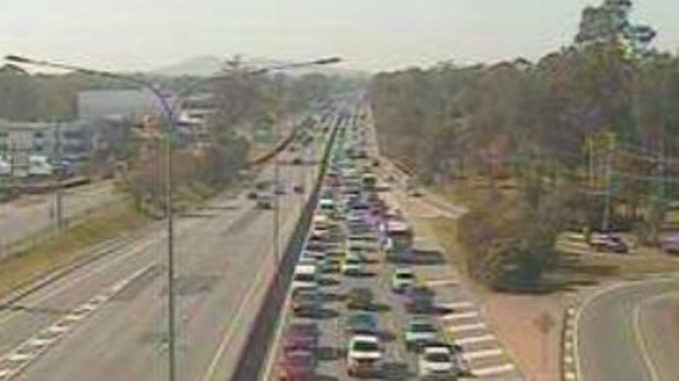 The gridlock delays stretched back more than 15 kilometres just over an hour after the crash.