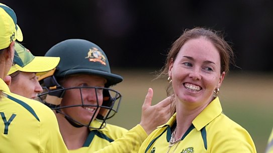 Amanda-Jade Wellington celebrates a wicket against Pakistan at Bay Oval in Tauranga.