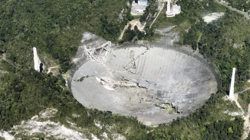 Huge radio telescope in Puerto Rico collapses