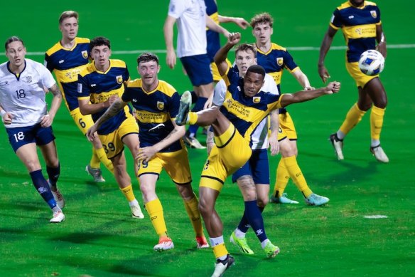 Central Coast Mariners en route to victory over Al Ahed in the AFC Cup final.
