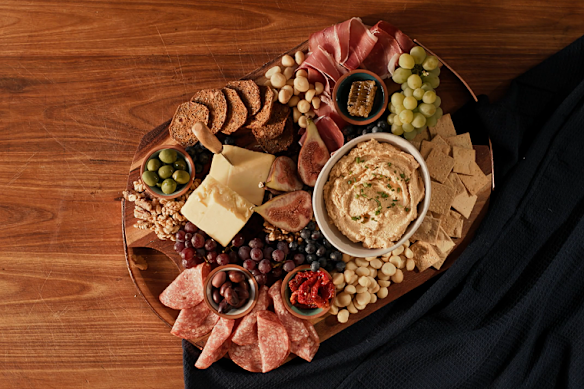 Aged cheddar dip and charcuterie grazing board. Take a dip. 