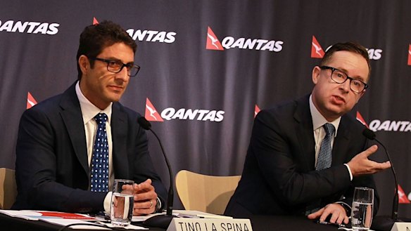 Qantas International CEO Tino La Spina (left), pictured with Alan Joyce in 2016. 