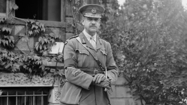Sir John Monash at his headquarters in Villers-Bretonneux soon after being appointed Lieutenant-General.