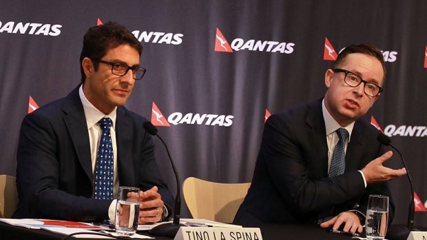 Qantas International CEO Tino La Spina (left), pictured with Alan Joyce in 2016. 